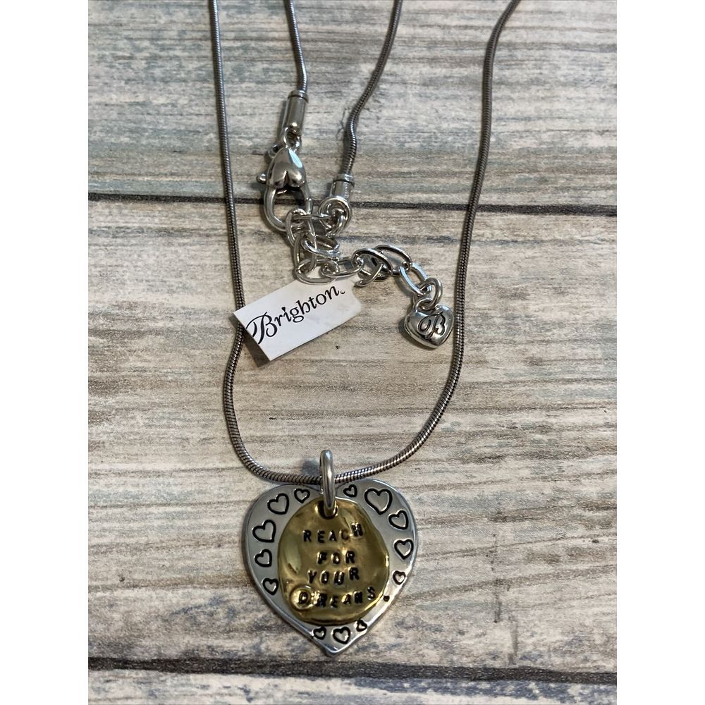 Brighton NWT Love Notes Necklace 18" Silver tone‎ Chain Heart